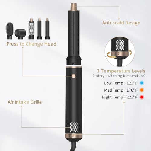 Blow Dryer Brush 5 in 1: Ionic Hot Air Styler Hair Dryer Brush Blow Dryer Set for Curling Volumizing Straightening Styling
