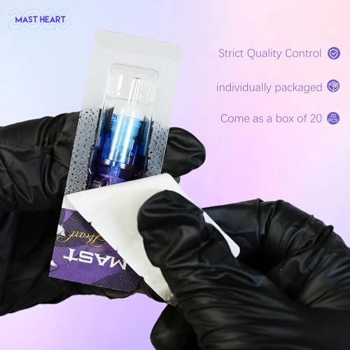 Mast Heart Tattoo Needles Cartridges 20Pcs Disposable 0801RLT Round Liner Long Tips for Precision & Style