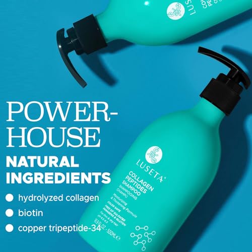 Luseta Thickening Shampoo and Conditioner Set with Collagen Peptides Strengthen and Moisturize for Thin & Dry Hair, Promote Thickness and Reduce Breakage for Fuller-Looking Hair 16.9oz¡¿2