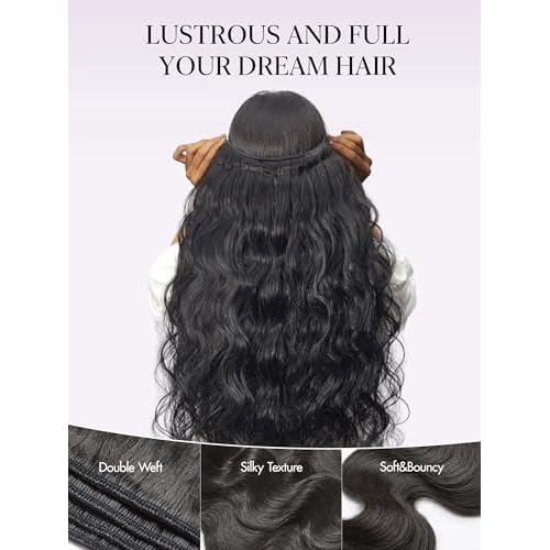 LUVME Human Hair Bundles Body Wave 16 18 20 inch, 100% Brazilian Virgin Human Hair Human Hair 3 Bundles, Unprocessed Double Weft 15A Grade, Soft & Full Natural Look for Black Women