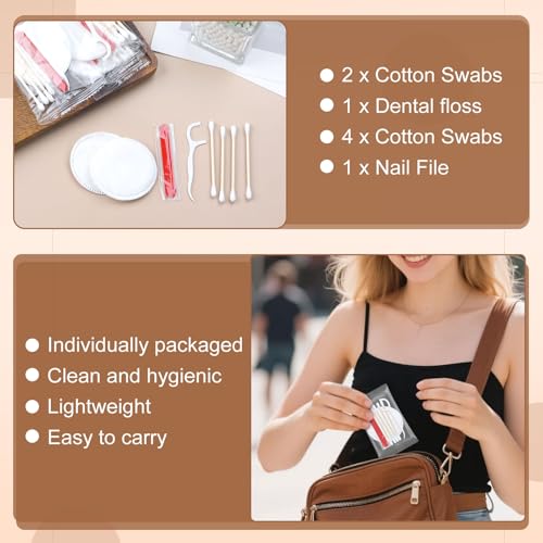 Vanity Kits Bulk, Hotel Vanity Individually Packaged, Vanity Kit With Cotton Pads, Cotton Swabs, Dental Floss And Nail File (200 pcs)