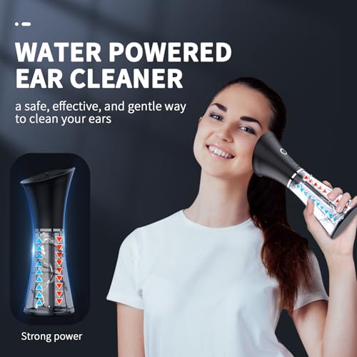 Ear Wax Removal Kit,Ear Cleaner, Electric Ear Cleaning Kit, 2in1 Water Tank, 4 Pressure Settings - Ear Irrigation Flushing System With Water Temperture Sensor,Ear Syringe Kit Tools for Ear Clean,Black