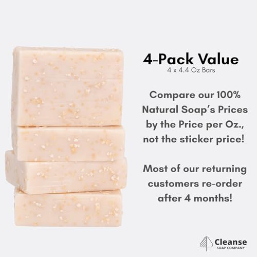 Oatmeal Soap Bar for Itchy Skin & Eczema - Oatmeal Bath Soap with Honey & Goat Milk - Moisturizing, Fragrance Free, Exfoliating Pure Homemade Soaps for Dry Sensitive Skin - Face & Body - Men & Women