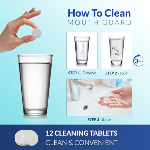 Mouth Guard for Grinding Teeth at Night, Night Guards for Teeth Grinding, Mouthguards for Grinding of Teeth, Mouth Guard for Sleeping with 12 Cleaning Tablets