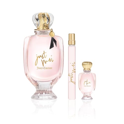 Juicy Couture Just Moi Eau de Parfum 3 Piece Fragrance Gift Set, Includes EDP Spray, Spray Pen & Mini Women's Perfume - Amber Vanilla Scent, Travel Size, 3.4 fl oz