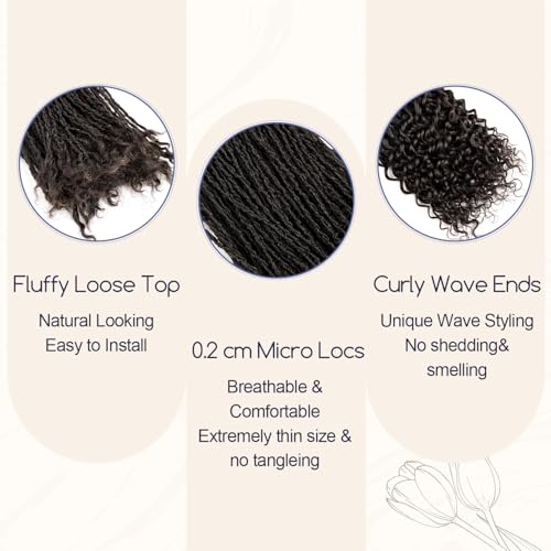 Teresa 0.2cm Micro Sister loc Extensions Human Hair Micro Locs Extensions Handmade Interlocking Sisterlocks Human Hair Sister Locs Curly Ends 100% Human Hair Dreadlock Extensions£¨18 Inch 60 Strands£©