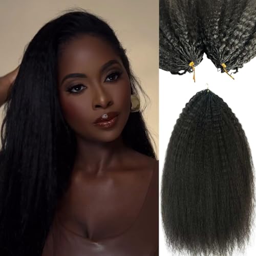Knotless Pre-Separated Crochet Hair Extensions Kinky Straight 100% Human Hair Feather Crochet Braid Hair Extensions Natural Color 20Inch 120g