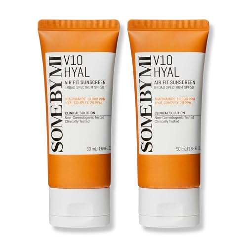 SOME BY MI V10 Hyal Air Fit Sunscreen SPF 50 ? Pack of 2 ? Korean Centella Sunscreen for Face with UV Protection ? Non-Greasy, No White Cast, No Eye Irritation for Sensitive Skin ? Korean Skin Care