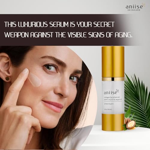 Anti-Aging Collagen Facial Serum with Hyaluronic Acid, CoQ10, Argan Oil, Vitamin C & E - Deeply Hydrates & Moisturizes - Reduces Fine Lines, Wrinkles, Dark Circles & Pigmentation - 1 fl oz / 30 ml
