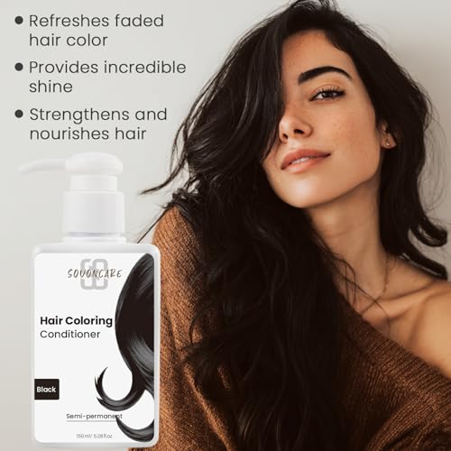 SOVONCARE Black Hair Color Depositing Conditioner Mask 5.28 OZ, Cruelty-Free