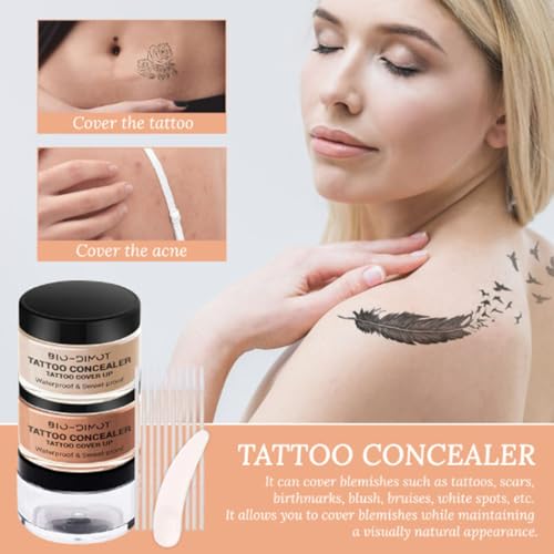 Tattoo Cover Up, Waterproof Concealer Makeup Cream, Skin Concealer Set for Tattoos/Scars/Birthmarks/Dark Spots/White Spots, Suitable for Both Men and Women-2 Color