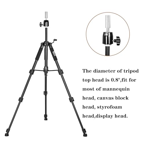GEXWORLDWIDE 55" Mannequin Tripod Stand Canvas Block Training Doll Manikin Head Wig Stand for Cosmetology Hairdressing (Black)