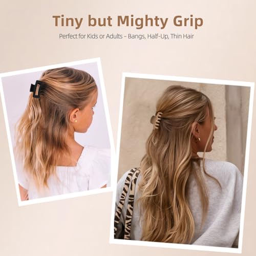 Hair Clips for Thin/Medium Fine Hair, 12Pcs Matte Small Claw Clips Mini Claw Hair Clip, 1.8 Inch Nonslip Jaw Clips with Gift Box