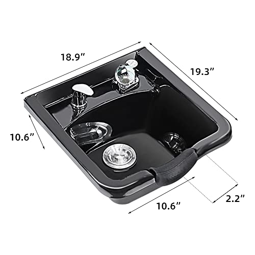 Shampoo Bowl for Salons, Black ABS Plastic Shampoo Sink for Home, Easy to Clean and Install Salon Shampoo Bowls for Hair Stylist