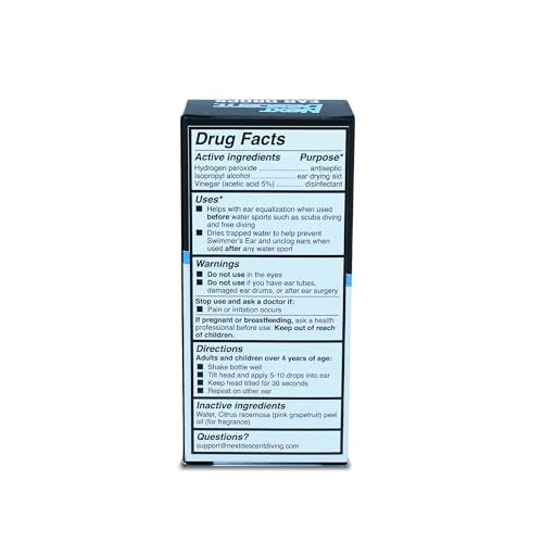 Swimmers Ear Drops for Pool & Ocean Swimming | Next Descent Prevention Drops for Waters Sports, Swimming, Diving and Snorkeling