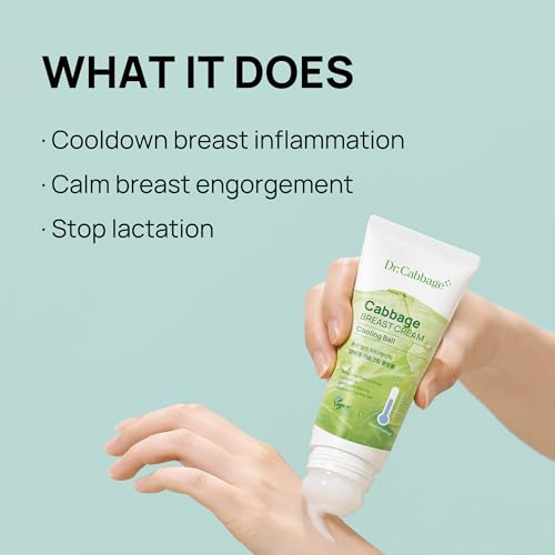 Dr.Cabbage+ Cabbage Breast Cream 3.38 Oz with Special Cooling Ball applicator | For Engorgement, Mastitis, Stop Lactation | Trusted by Korea Mother, Breastfeeding Essencial