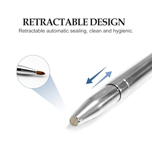 Quacc Double-ended Lip Makeup Brush, Retractable Lip Brush for Lipstick, Lip Gloss, Eyeshadow (Silver)