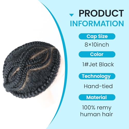 Black Afro Braiding Hair Toupees for Men Stellar Box Braids Afro Toupee for Black Mens 1# Black 6''Human Hair Afro Cornrow Man Unit HD Lace Fake Hair Pieces 4mm Men¡¯s Stitch Braided 8x10''