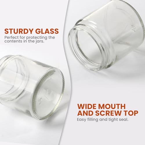 4 oz Clear Round Glass Jars, Pack of 2 with Black Lids, Cosmetics Containers for Face Cream Lotion, Powder, Candle, Spice, Body Butter