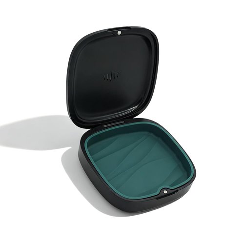 Maobuli Slim Aligner Holder, Thin Retainer Case with Vent Holes, Portable Low-profile Night Guard Box (Black Green)