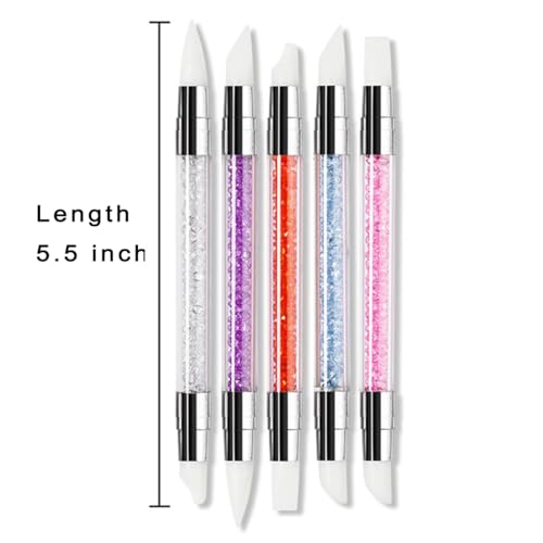 Silicone Sculpture Pen and Dotting Tool 10 Pcs Kit Double End Brushes for Nail Art Salon or at Home