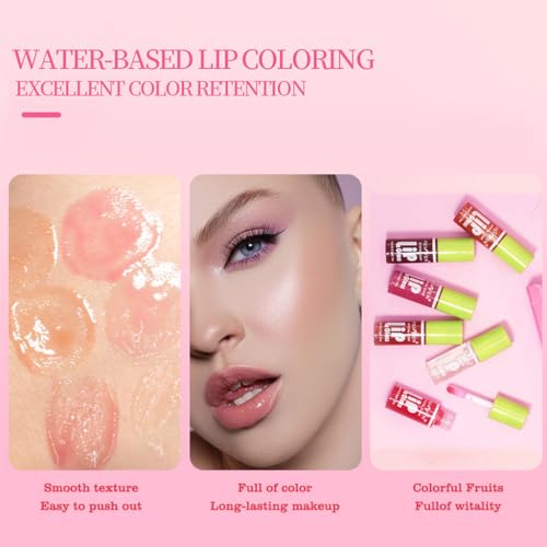 Yasovigi 6 Colors Lip Oil Lip Stain, Watery Lip Oil Lip Tint Stain Set, Liquid Lipstick Lip Gloss Moisturizing, Multi-use Lip and Cheek Tint, Non-Sticky, High Pigment (Type A)