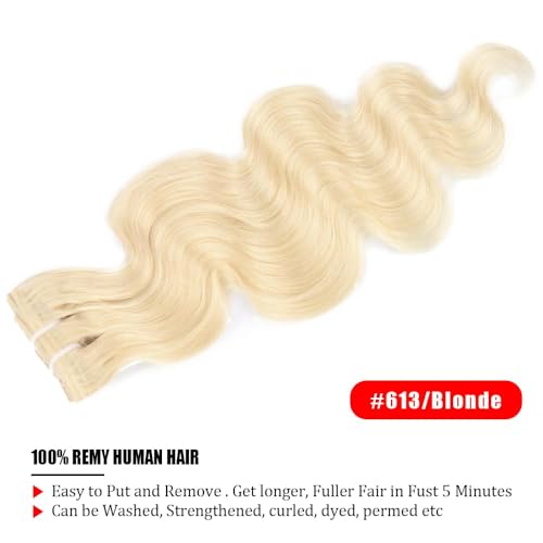 Clip in Hair Extensions Real Human Hair 30 Inch Blonde Body Wave Clip in Hair Extensions 100% Brazilian Remy Human Hair Extension for Women 8pcs 110g Per Set with 20 Clips Double Weft