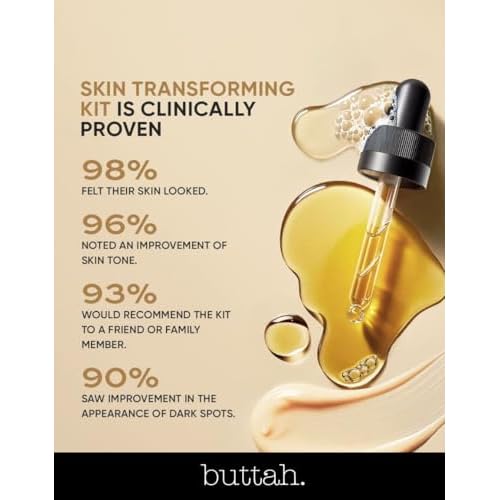 Buttah Skin Transforming Kit for Melanin Rich Skin | CocoShea Revitalizing Cream 2 oz | Vitamin C Serum 1 oz | Buttah Cleanser 3.4 oz | Black Owned Skincare