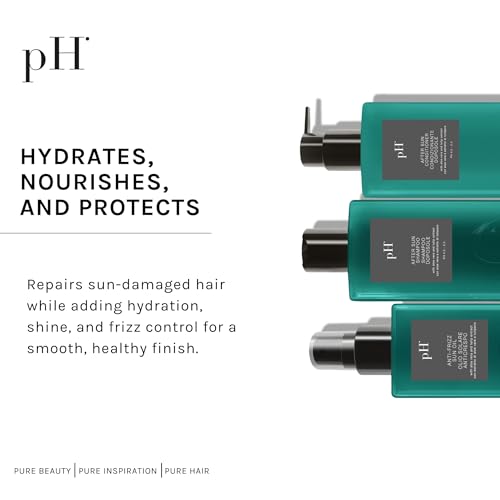pH PURE HAIR Laboratories Ultimate Summer Hair Care Essentials: Shampoo Conditioner & Anti-Frizz Oil for Sun, Salt & Chlorine, Hydrates & Repairs with Aloe Vera & Tulip Extract (8.45+8.45+3.38 fl oz)