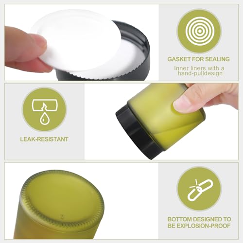 25 Pcs Glass Jars 4 oz Leakproof Round Cosmetic Containers with 25 facial mask spoons Refillable Cosmetic Jar for Lotion Ointments Creams Essential Oil Powder Liquid Food Storage Kitchen(Pea Green)