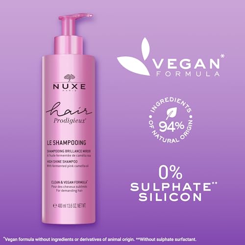 NUXE Hair Prodigieux High Shine Shampoo, Nourishing & Cleansing Radiance Boost with Fermented Pink Camellia Oil