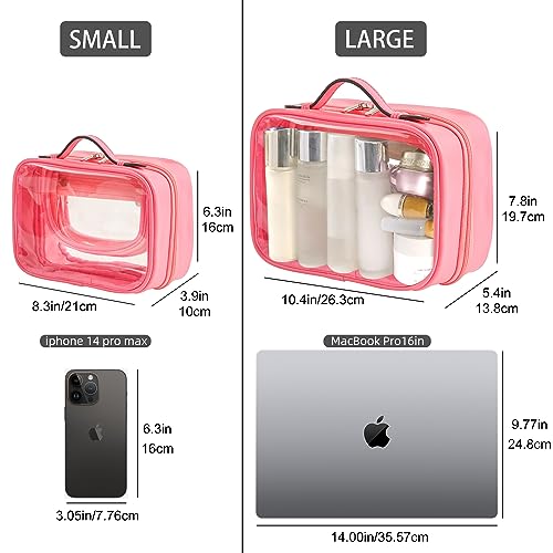 Veki Transparent Makeup Bag Travel Cosmetic Bags Case Waterproof Toiletries Bag Large Capacity Open Storage Bags Organizer With Zipper, Portable Make Up Organizer for Women and Girls