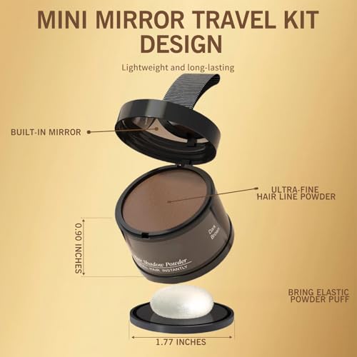 gowwim Hairline Powder(Dark Brown) Hair Root Dye, Instantly Hair Color Shadow Cover Gray Hair Root, Hair Touch-Up, Thin Hair Powder 4 g