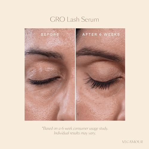 VEGAMOUR GRO Lash Serum, Eyelash Enhancer, Vegan Eyelash Serum for Fuller, Thicker Looking Lashes in as Soon as 30 Days, 3 ML
