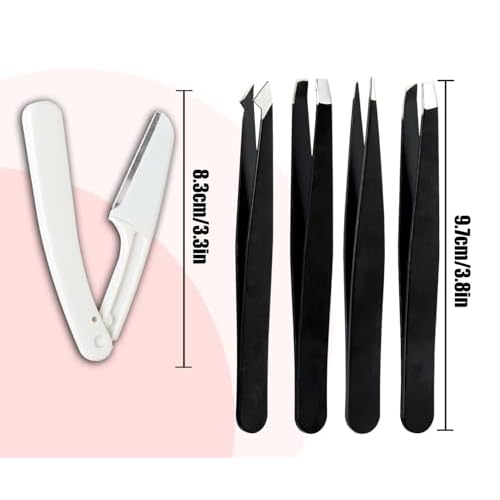 Tweezers Kit Tweezer for Women Facial Hair Removal Tweezers Professional Tweezers Set Eyebrow Tweezer, [9+1 PCS] Professional Stainless Steel Eyebrow for Women &Men,Black Beauty Sets