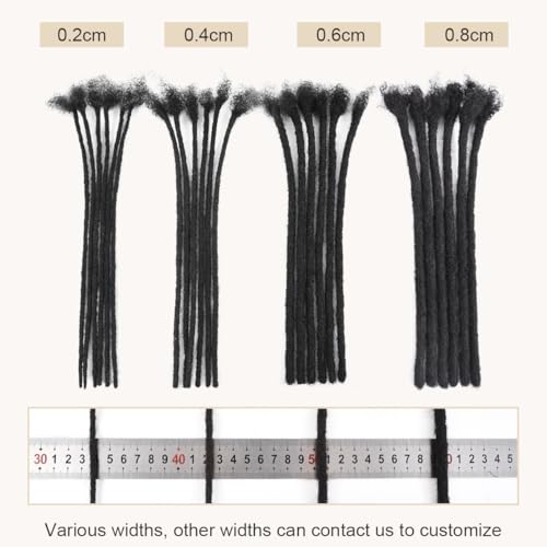 DAIXI 0.6cm and 0.2cm 0.4cm 0.8cm Options 6 Inch 70 Strands 100% Real Human Hair Dreadlock Extensions for Man/Women Handmade Permanent Loc Extensions Bundles Can Be Dyed Bleached Curled Twisted