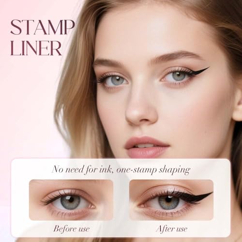 One Piece Eyeliner Stamp Pen, Winged Eyeliner Stamp Foldable, Dual-Ended Eye liner Stamps for Perfect Wing Cat Eyes, Eye Liner Waterproof Smudge Proof for All Eye Shapes (Black)