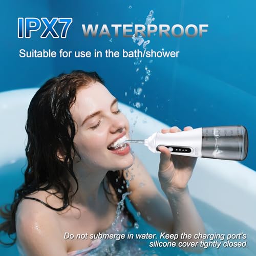 Water Flosser for Teeth Cleaning Pick: Portable Cordless Oral Irrigator350ML, 4 Modes 4 nozzles,IPX7 Waterproof Rechargeable Design ? Perfect for Travel and Daily Deep Cleaning Gum Care at Home