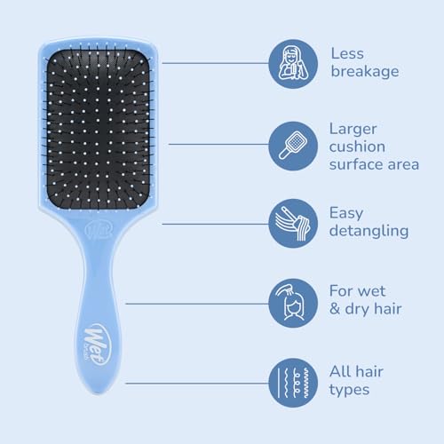 Wet Brush Paddle Detangler Hair Brush, Sky, Ultra-Soft IntelliFlex Bristles with AquaVent Design, Great For Treatment & Mask Application, Women, Men, Wet, Dry and Damaged Hair