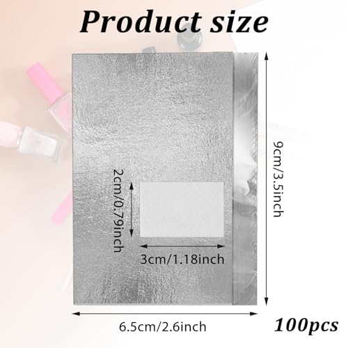 Giantree 100 Pcs Nail Foil, Nail Polish Remover Gel Nail Foil Wraps for Nails, Soak Off Foils Cotton Pads Gel Polish Remover for Soak off Gel Polish Removing at Home(100PCS)