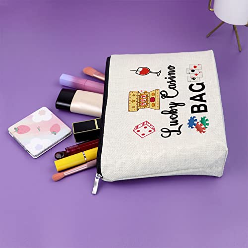 Sazuwu Lucky Casino Gifts Makeup Bag for Women Gambling Themed Gifts for Grandma Mom Birthday Mothers Day Retirement for Casino Lovers