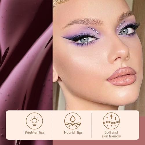 Matte Lip Stain Peel Off Lip liner with Tweezer, Brownish Red Peel Off Lip Stain, Long Lasting Waterproof Lipstick Lip Gloss Tattoo, Transfer-proof for All Skin Types, 0.12 fl oz 03#