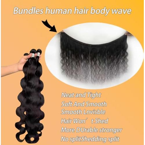 Body Wave Human Hair 100% Unprocessed Brazilian human Hair3 Bundles 24 26 28 Inch 300g/Pack Body Wave Selected Healthy Natural Black soft Smooth Double Weft Quick Weft Extensions for Women