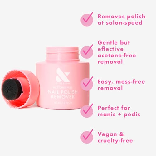 Olive & June Polish Remover Pot | Acetone-Free Nail Polish Remover with Sponge Lid for Mani + Pedi | No-Mess, Gentle & Effective Formula | Non Acetone | Vegan & Cruelty-Free | 70mL