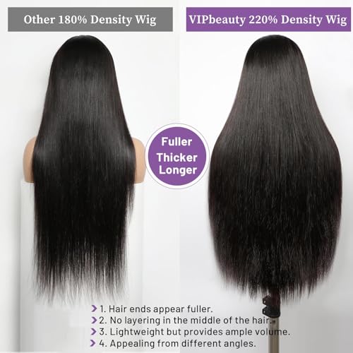 220% Density 13x6 Straight Lace Front Wigs Human Hair HD Transparent Pre Plucked Bleached Tiny Knots 13x6 Full Lace Frontal Wig Upgraded 14A Brazilian Virgin 13x6 Lace Front Wigs Human Hair 20 Inch