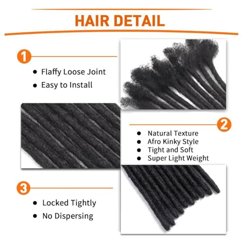 Dreadlock Extension Human Hair 0.6cm Thickness 12 Inch 90 Strands 100% Real Human Hair for Man/Women/Kids Full Head Handmade Permanent Loc Extensions Bundles Can Be Bleached Dyed Curled Twisted