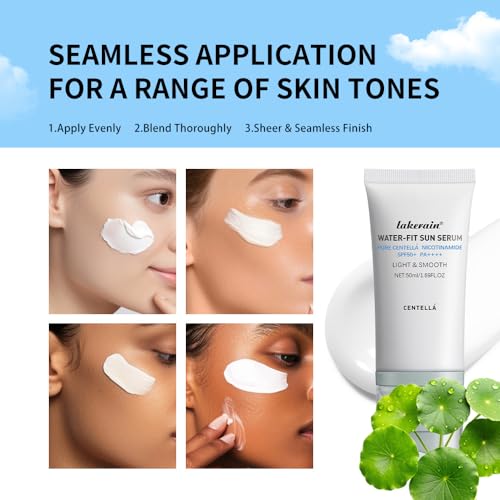 Centella Sunscreen SPF 50 PA++++, Hyalu Cica Water-Fit Sun Serum, Lightweight Sunscreen with Centella Asiatica, Hydrating & Non-Greasy Sun Protection for Sensitive Skin, Reef-Safe & Fast-Absorbing