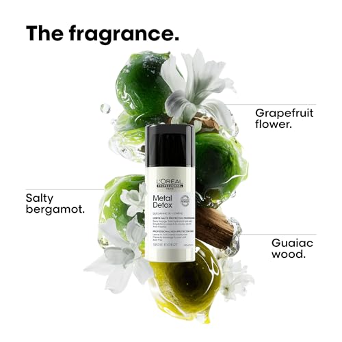 L'Or?al Professionnel Paris Metal Detox Smoothing Cream - Lightweight Styling Leave-In Treatment For All Hair Types, Hydrates and Protects Against Frizz, UV & Metals