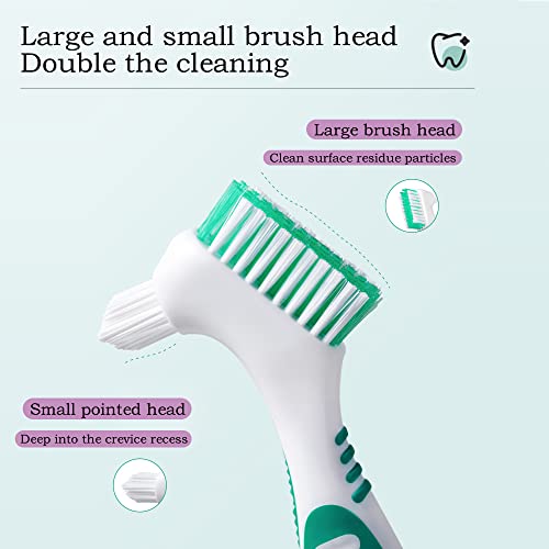 Denture Brush 4Pcs Denture Toothbrushes£¬Denture Cleaning Care Cleaning Brush £¬Double Sided Toothbrush£¬Multi-Layered Bristles and Rubber Anti-Slip Handle (Purple, Green, Blue, Orange)
