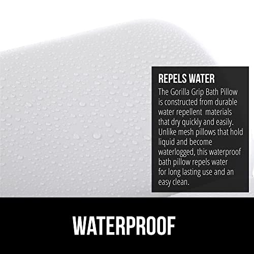 GORILLA GRIP Bath Pillow for Tub, Headrest for Neck and Back Support, Luxury Bathtub Pillows, Hot Tub Cushions, Bathroom Accessories for Women, Relaxing Spa Gifts for Mom Wife Girlfriend 2 Panel White